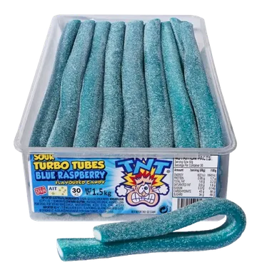 TNT Sour Turbo Tubes Blue Raspberry pack shot